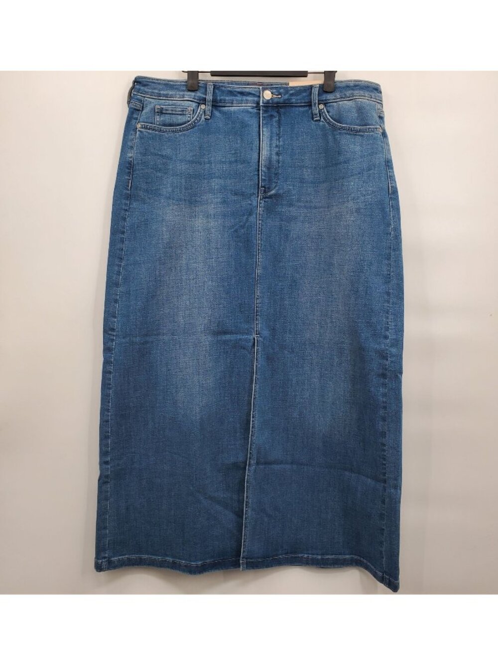 NYDJ High Rise Long Skirt Women Size 14 NWT Denim Slit Fairmont LiftxTuck